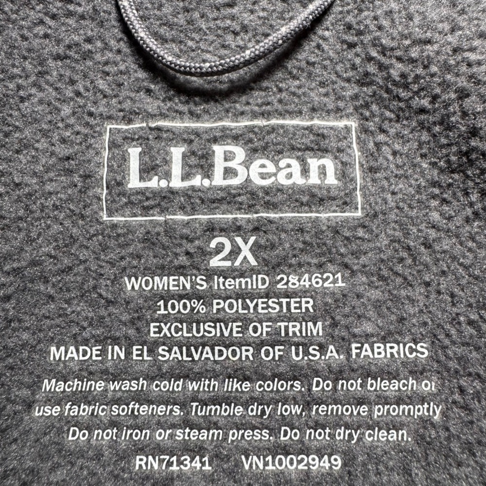 LL Bean Polartec Jacket 2X Women's Gray Fleece Full Zip Jacket Mock Neck - Picture 2 of 9